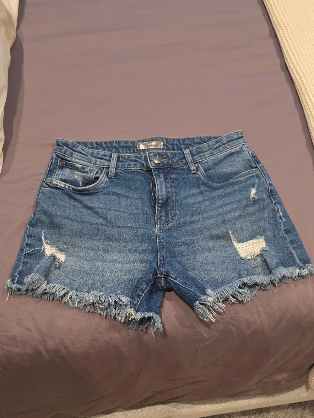 Kut from the Kloth Distressed Frayed Hem Denim Jean Shorts Size 8
